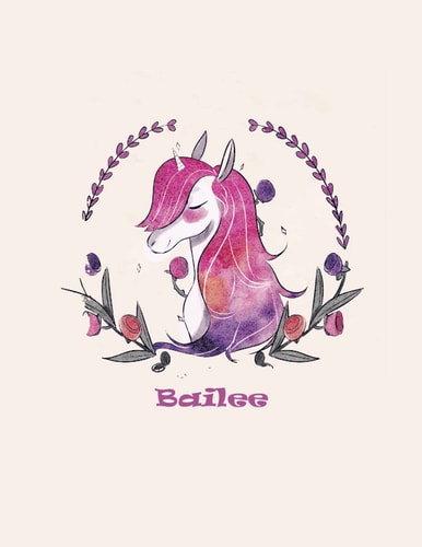 Bailee: Unicorn Notebook Personal Name Wide Lined Rule Paper | Notebook The Notebook For Writing Journal or Diary Women & Girls Gift for Birthday, For Student | 162 Pages Size 8.5x11inch