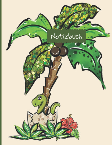 Notizbuch: Liniert und blanco | im Dinosaurier Design | für große und kleine Dino-Fans | Notizheft zum Schreiben und Malen (German Edition)
