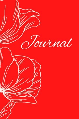 Red Color Flower Pattern Design, 6x9 Journal and Composition Notebook with lined paper, 120 pages, Notebook for recording your thoughts