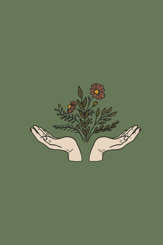 Wildflower Hands Green Notebook: Matte Daily Journal | Blank, Lined Notebook for Women, Teens, girls, teachers | 6x9 inches, 200 pgs