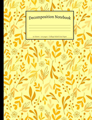 Decomposition Notebook Floral College Ruled Line Paper for Students, Techers, Home, Work, School with 120 Pages, Large Size 8. 5x11
