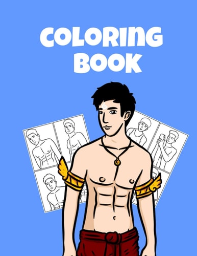 coloring book : cartoon cute man 4 image in 1 page (8"x11") 50 page
