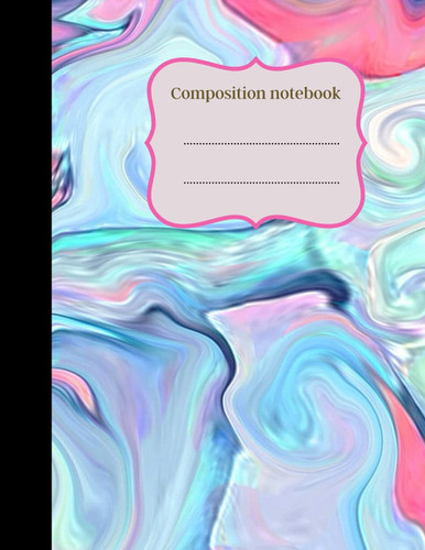 Composition notebook: Gold Glitter Liquid Marble, Wide Ruled Paper Notebook Journal, 220 pages, 8.5*11in