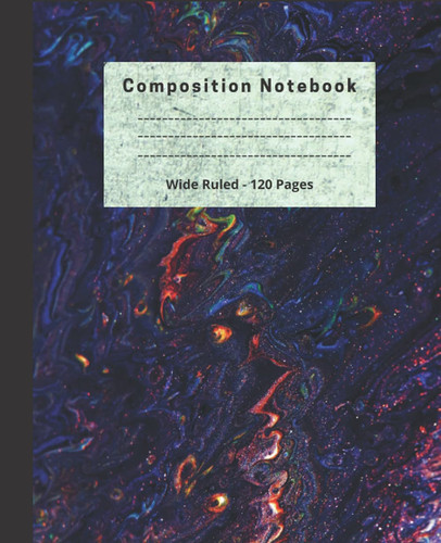 Composition Notebook: Wide Ruled Paper Notebook Journal | black opal color purple blue red |: Wide Rulde Lined - 7.5" x 9.25" - 110 Pages- matte finish | Workbook for Girls Boys Kids Teens Students