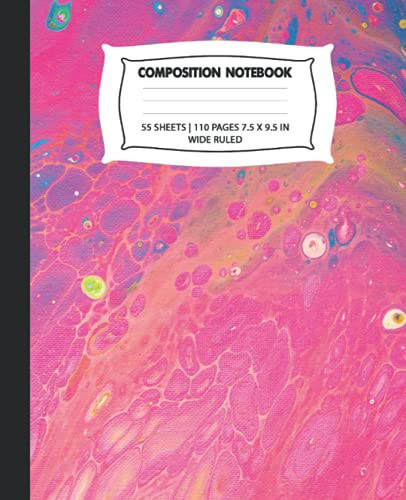 Marble Composition Notebook Wide Ruled: Pink Marble Composition Notebook. Perfect As Note Books Or Exercise Books For School, Pretty Wide Blank Lined ... for Home School College for Writing Notes