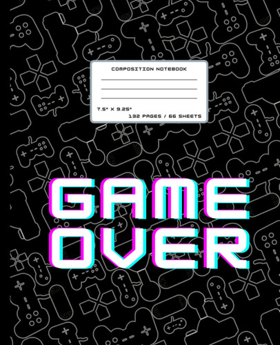 Video Games Composition Notebook: Wide Ruled Lined Paper Notebook Journal: Black Gamer Workbook for boys, Girls, Kids, Teens and Students for Back ... (7.5" x 9.25" 132 pages) (gaming composition)