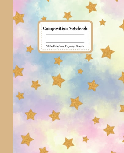 Wide Ruled Composition Notebook for kids: Marble pastel notebook.110 Pages