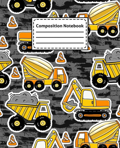Composition Notebook: Cute Trucks, Blank Wide Ruled Paper Notebook | Trucks Pattern | Wide Lined Workbook Journal for Kids Teens Students Children Girls Boys.