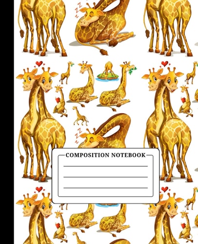 Composition Notebook: Wide Ruled, 7.5" x 9.25", 100 Pages, For Kids, Teens and Adults | Giraffe Composition Notebook for School, Office and Home | Birthday Gifts for Giraffe Lovers