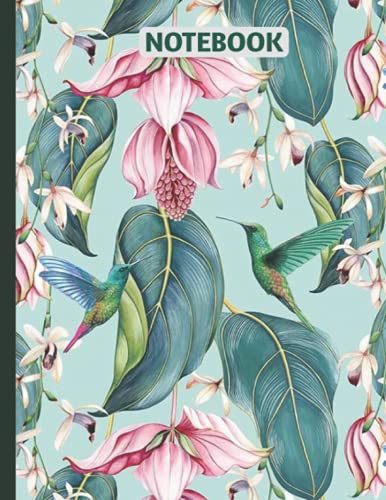 Notebook: Composition wide Ruled Paper Notebook Journal | Blank Wide Lined Workbook for Girls Boys Kids Teens Students: vintage tropical leafs with ... matte finish 8.5 / 11 inches wide lined