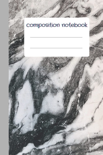 Marble Composition Notebook: Black white marble notebook/ wide college ruled paper journal /blank lined notebook gift/120,6x9 perfect paper size
