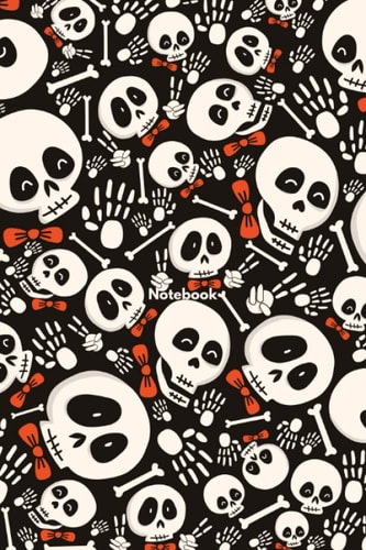 Skeleton w/ Orange Tie Halloween Composition Notebook: Notebook 6x9 100 Blank Pages Paperback