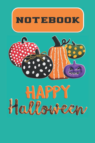 Notebook Halloween: Pumpkin Happy Halloween violet orange black green dots ribbon 3D tridimensional 315