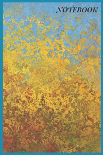 Notebook: Fluid art style colorful yellow green acrylic pour blank lined notebook