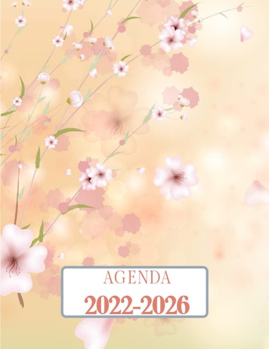 Agenda 2022 - 2026: Fleur de cerisier du Japon. Planificateur mensuel de 5 ans. Grand Format 18x25 cm. Calendrier de 60 mois, 2 pages par mois. (French Edition)