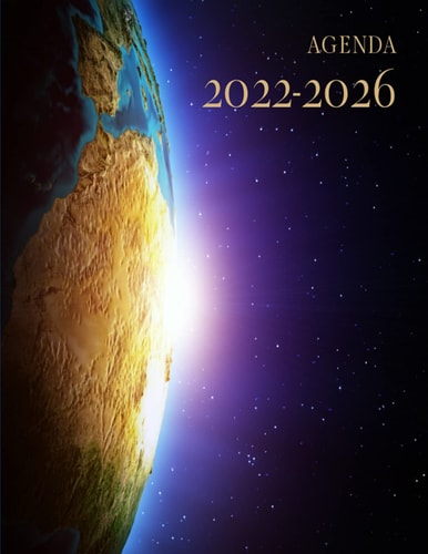 Agenda 2022 - 2026: La Terre vue de l'espace. Planificateur mensuel de 5 ans. Calendrier de 60 mois grand Format 18x25 cm. Deux pages par mois avec ... et mots de passe. (French Edition)