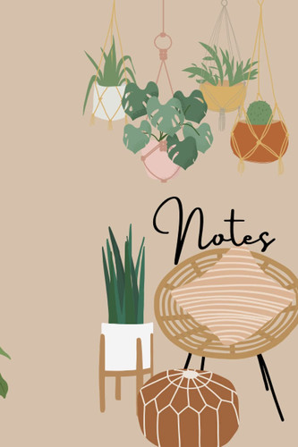 "Notes" notebook | cute boho journal | aesthetic notebook journal | good vibes journal | bohemian style journal | adhd journal | blank lined paper ... plant notebook | boho plant lover journal |