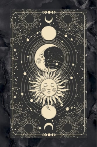 Astrology Notebook: Black Misty Tarot Card Design | 6" x 9"