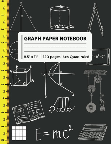 Graph Paper Notebook 8.5 x 11: Grid paper composition notebook | Perfect for math and science students | 120 Quad ruled 4 x 4 pages