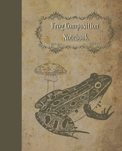Frog Composition Notebook: Vintage Aesthetic Notebook, Vintage Frame Illustration Notebook, Mushroom Vintage Aesthetic Composition Notebook, Blank ... Workbook Perfect Gift, 120 Pages 7.5" 9.25"