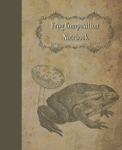 Vintage Frog Composition Notebook: Vintage Aesthetic Notebook, Vintage Frame Illustration Notebook, Mushroom Vintage Aesthetic, Decomposition ... Lined Collage Ruled Workbook Perfect Gift