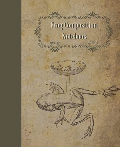 Vintage Frog Composition Notebook: Cute Frog With Mushroom Notebook, Mushroom Vintage Aesthetic With Frog, Frog Classic Notebook, Frog Classic ... Aesthetic Illustration, Antique Aged Classic