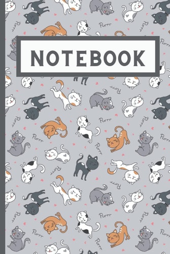 CAT NOTEBOOK: 6x9”120-Page Lined Design Notebook - Cute Gray Journal for Any Cat Lover - Paperback Diary for Women