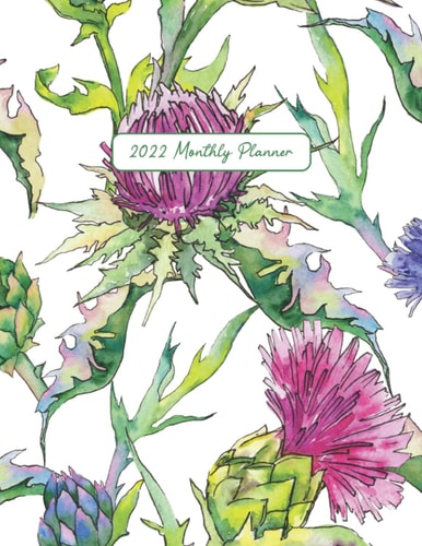 2022 Monthly Planner: 2022 Monthly Planner Calendar, 1 Year Planner 2022, One Year Large Monthly Planner, 12 Month Planner, Green, Purple, Blue, Floral