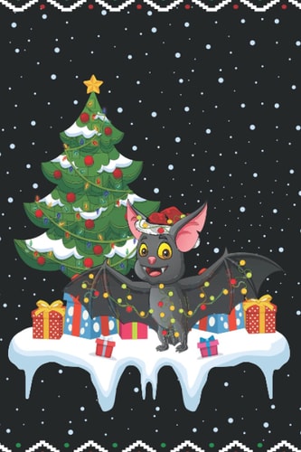Bat Animal Christmas Tree Composition Notebook: Xmas Lighting Bat Christmas Pajama Journals Notebook For Men, Women, Kids