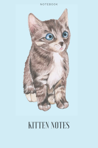 Kitten notebook: Blank lined pink and light blue notebook