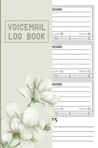 Voicemail Log Book: Voicemail log notebook & Phone Call Log Book, Over 350 Voicemail Record Space, Home & Office Supplies/ 6*9, 121 Pages/ Cute Floral Cover Matte Finish Cover