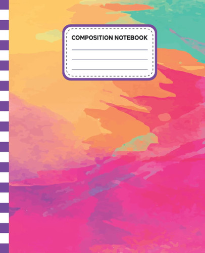 Composition Notebook: Watercolor Composition Notebooks, Wide Ruled Line Journal