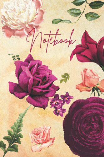 Notebook: Lined Notebook Journal, 120 Lined Pages, Paperback, 6x9 in., Perfect for School, Office and Home, Gift Ideas for Women, Girls, Teens, Back ... Day, and Birthdays, Purple Flower Design
