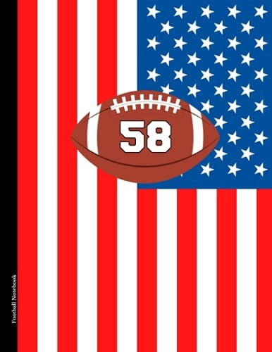Football Notebook #58: U.S.A. American Flag | Wide Ruled Composition 110 Pages One Subject | 8.5x11 in.