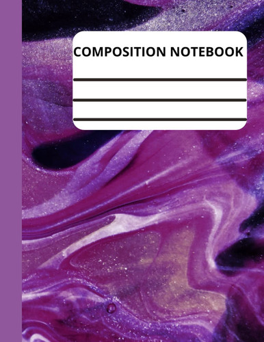 Purple Glittered Marble Composition Notebook , Purple Marble College Ruled Composition Notebook: Purple Marble Composition Notebook