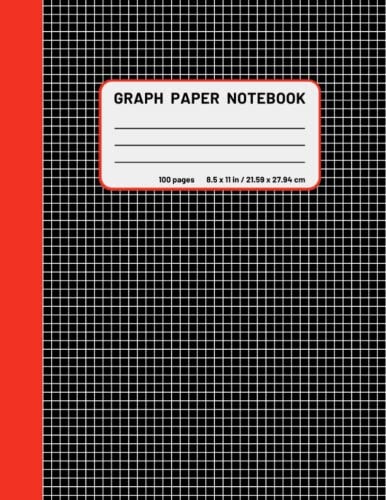 Graph Paper Notebook: Red Black Graph Paper Composition Notebook Quad Ruled 5 squares per inch (2 squares/cm)