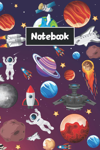 Set Of Planets And Astronauts In Outer Space: Lined Notebook