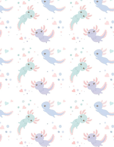 Axolotl notebook: Cute, Wide-Ruled, Composition Notebook, Midline Dotted, | 8.5" x 11" - 120 Pages