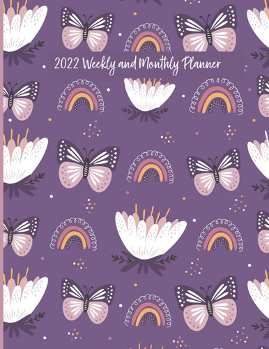 2022 Purple Floral Planner: Sized 8.5" x 11" With Two Page, Side-By-Side Spreads for Each Week And Month
