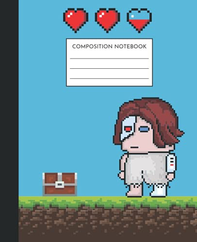 Gamer Composition Notebook: Pixel Hero College Ruled 7.5 x 9.25 inch 120 Pages