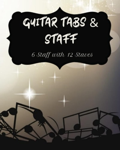 Guitar Tab and Staff music manuscript. 6 staff and 12 staves.