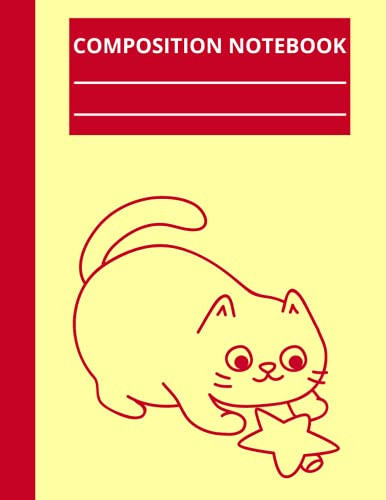 Cat chasing the Star Composition Notebook , Notebook College Ruled: Kitty Composition Notebook