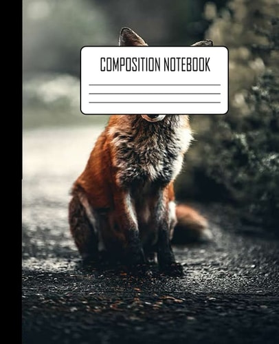 Composition Notebook: Cottagecore College Ruled Paper Notebook for Home School Supplies Students, Teachers, kids, teens, and adults (7.5 x 9.25, 110 Pages) Fox Sitting On Ground