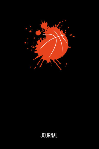 Basketball Journal: Unlined 6" x 9" 120 Pages Black Background