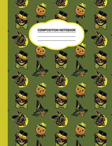 COMPOSITION NOTEBOOK: Halloween Pattern Composition Notebook, Cover size 8.5" x 11" , Ruled line 100 Page.