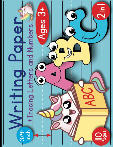 Writing Paper Landscape: Tracing Letters and Numbers + Handwriting Practice Paper (2 in 1); Cursive ABC & Print ABC