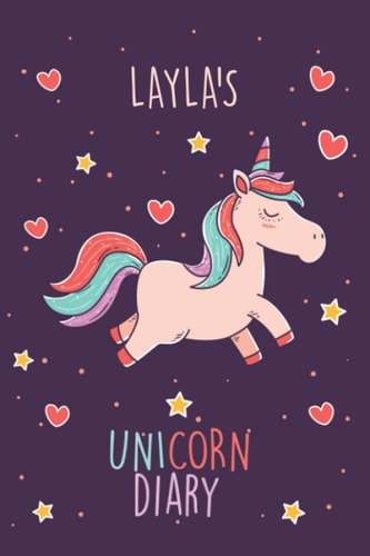 Layla's Unicorn Diary: Personalised Unicorn Journal Diary for Girls and Women, Birthday Christmas Unicorn A3 Notebook, Personalized Unicorn Composition Book for Girls