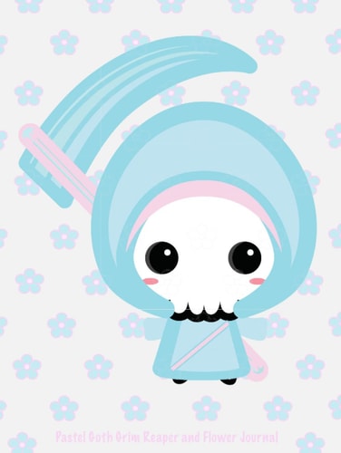 Pastel Goth Grim Reaper and Flower Journal Creepy Kawaii Notebook
