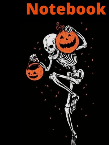 Notebook: halloween skeleton, wide ruled , lined paper , spooky season journal, gift/present for kids, adults