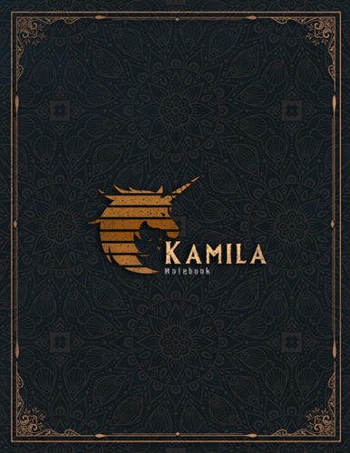 Kamila Personalized Name Notebook Retro Unicorn Design Cover Lined Daily Journal: 110 Pages - Large 8.5x11 inches (21.59 x 27.94 cm), A4 Size